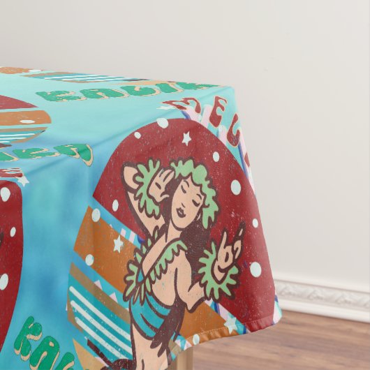 Retro Christmas, Mele Kalikimaka Hula Dancer Tischdecke (Beispiel)