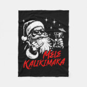 Retro Christmas Mele Kalikimaka Santa Shaka Hawaii Fleecedecke (Vorderseite)