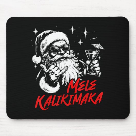 Retro Christmas Mele Kalikimaka Santa Shaka Hawaii Mousepad (Vorne)