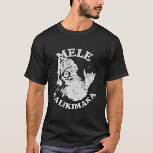 Retro Christmas Mele Kalikimaka Santa Shaka Hawaii T-Shirt (Vorderseite)