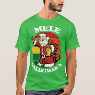 Retro Christmas Mele Kalikimaka Santa Shaka Hawaii T-Shirt