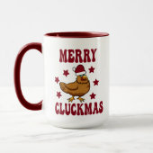 Retro Christmas Merry Cluckmas Funny Chicken Tasse (Links)