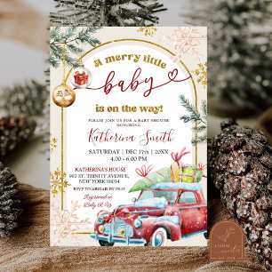 Retro Christmas Merry Little Baby Dusche Einladung