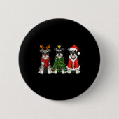 Retro Christmas Miniature Schnauzer Santa Reindeer Button (Vorderseite)