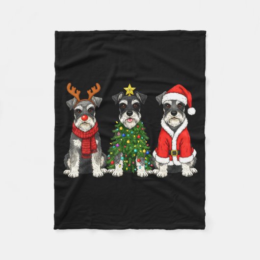 Retro Christmas Miniature Schnauzer Santa Reindeer Fleecedecke (Vorderseite)