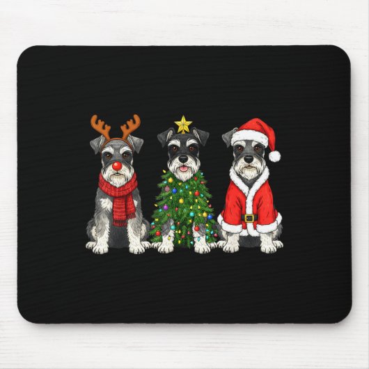 Retro Christmas Miniature Schnauzer Santa Reindeer Mousepad (Vorne)