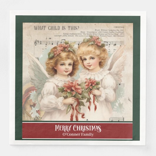 Retro Christmas Napkins Elegant Angel Table Accent Serviette (Vorderseite)