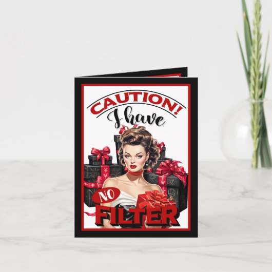 Retro Christmas No Filter Pinup Dankeskarte (Vorderseite)