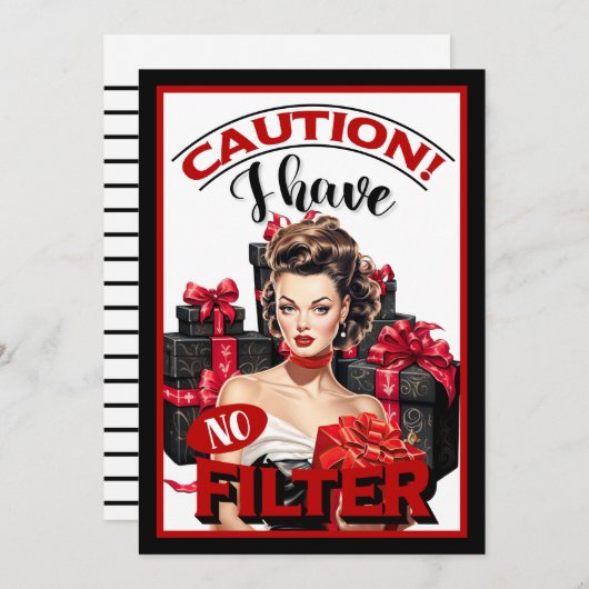 Retro Christmas No Filter Pinup Dankeskarte (Vorne/Hinten)