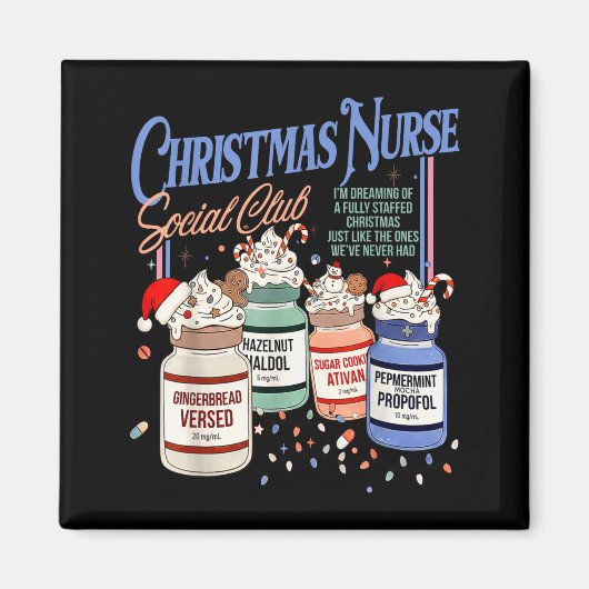 Retro Christmas Nurse Social Icu Nurse Profol Xmas Magnet (Vorne)