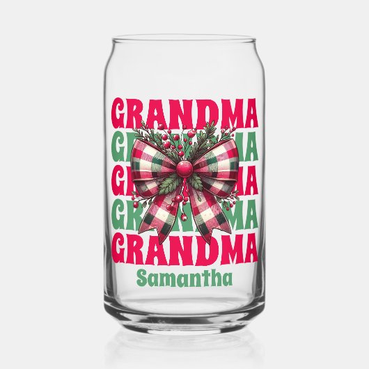 Retro Christmas Oma Coquette Bow Dosenglas (Vorderseite)