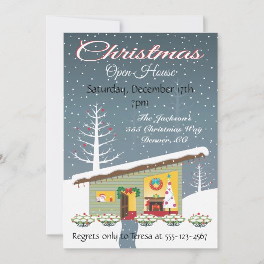 Retro Christmas Open House Einladungen (Vorderseite)
