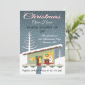 Retro Christmas Open House Einladungen (Stehend Vorderseite)