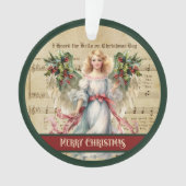 Retro Christmas Ornament Green Red Angel Design (Vorderseite)