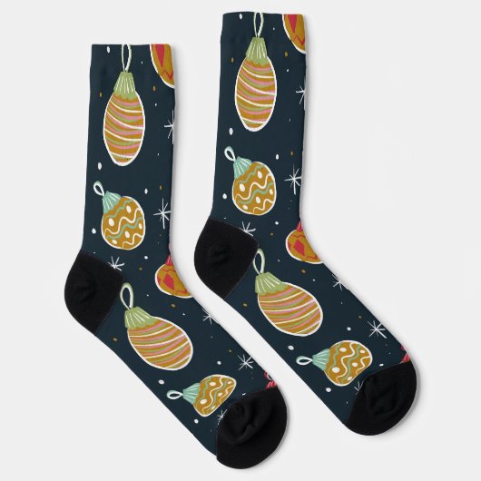 Retro Christmas Ornament Pattern Socks Socken (Rechts)