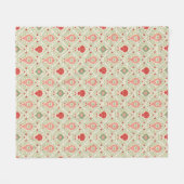 Retro Christmas Ornament Pink, Red, Green Fleecedecke (Vorderseite (Horizontal))