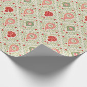 Retro Christmas Ornament Pink, Red, Green Paper Geschenkpapier (Ecke)