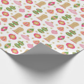 Retro Christmas Ornamente / Baubles Pink Gift Wrap Geschenkpapier (Ecke)