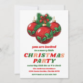 Retro Christmas Ornaments Editable Holiday Party Einladung (Vorderseite)