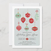 Retro Christmas Ornaments Holiday Open House Einladung (Vorderseite)