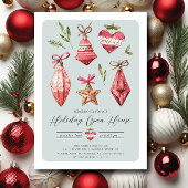 Retro Christmas Ornaments Holiday Open House Einladung