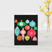 Retro Christmas Ornaments Mid Century Modern  Karte (Gelbe Blume)