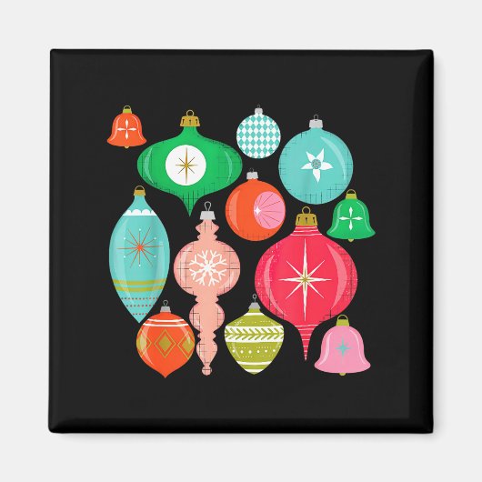 Retro Christmas Ornaments Mid Century Modern Magnet (Vorne)