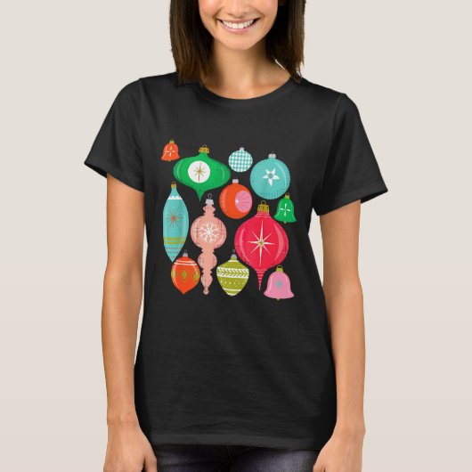 Retro Christmas Ornaments Mid Century Modern T-Shirt (Vorderseite)