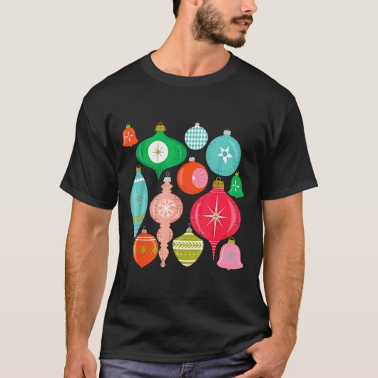 Retro Christmas Ornaments Mid Century Modern T-Shirt (Vorderseite)