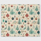 Retro Christmas Ornaments | Trees Pattern Geschenkpapier (Flach)