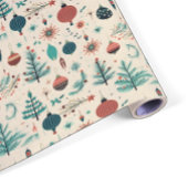 Retro Christmas Ornaments | Trees Pattern Geschenkpapier