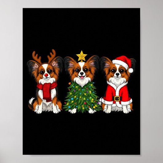 Retro Christmas Pallon Dog Lover Santa Reindeer Poster (Vorne)