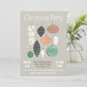 Retro Christmas Party Ornament Einladung (Stehend Vorderseite)