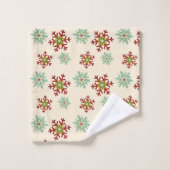 Retro Christmas Past Muster Badhandtuch Set (Waschlappen)