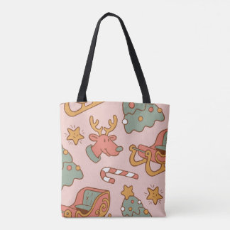 Retro Christmas Pattern Cute Vintage Holiday Tasche