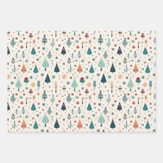 Retro Christmas Pattern Geschenkpapier Set (Vorderseite 3)