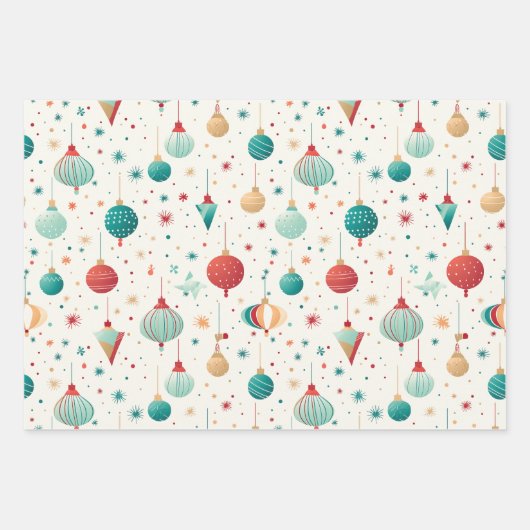 Retro Christmas Pattern Geschenkpapier Set (Vorderseite 2)