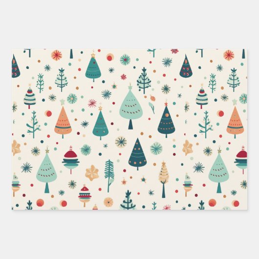 Retro Christmas Pattern Geschenkpapier Set (Vorderseite)