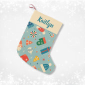 Retro Christmas Pattern Individuelle Name Kleiner Weihnachtsstrumpf