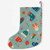 Retro Christmas Pattern Individuelle Name Kleiner Weihnachtsstrumpf (Rückseite)