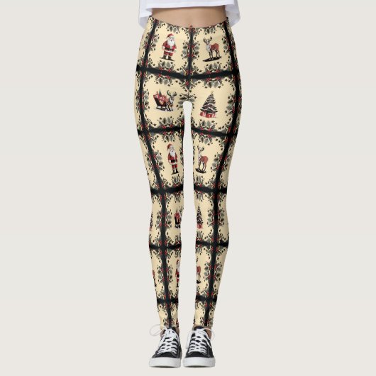 Retro Christmas Pattern Leggings (Vorderseite)