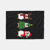 Retro Christmas Penguin Santa Reindeer  Fleecedecke (Vorderseite (Horizontal))