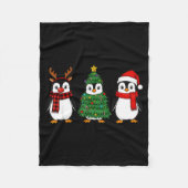 Retro Christmas Penguin Santa Reindeer Fleecedecke (Vorderseite)