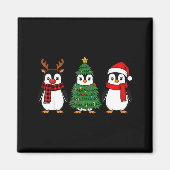 Retro Christmas Penguin Santa Reindeer  Magnet (Vorne)