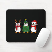 Retro Christmas Penguin Santa Reindeer Mousepad (Mit Mouse)