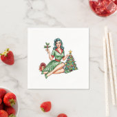 Retro Christmas Pin-Up Cocktail Napkin Serviette (Beispiel)