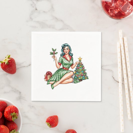 Retro Christmas Pin-Up Cocktail Napkin Serviette (Beispiel)