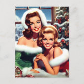 Retro Christmas Pin-up Girls Postkarte (Vorderseite)