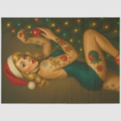 Retro Christmas Pin-Up Ornament Beauty — Holiday Seidenpapier (Vorderseite)