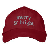 Retro Christmas Pink Red Merry Bright Custom Chic Bestickte Baseballkappe (Vorderseite)
